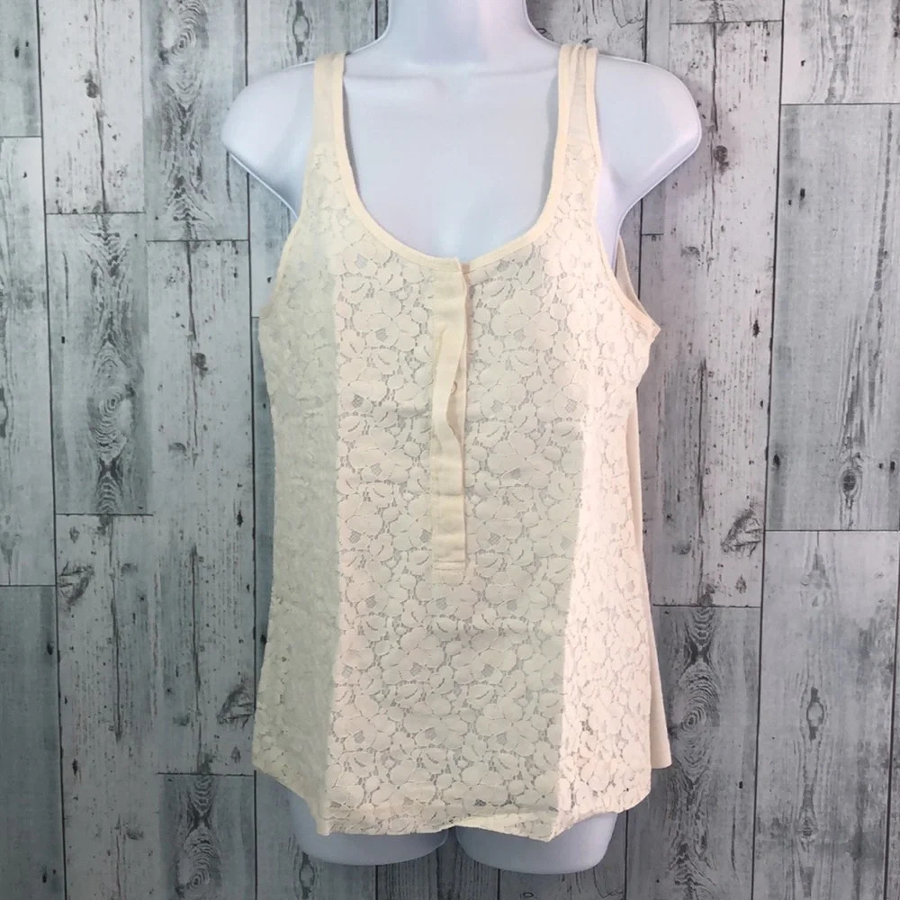 J.Crew Ivory Lace Front Tank Top Medium